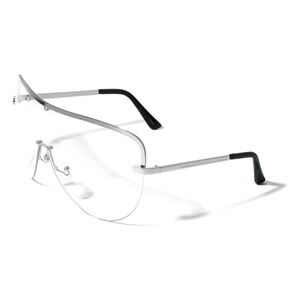 Rimless Sunglasses Silver Frame Clear Lens Fashion Eyewear Lightweight Oversized